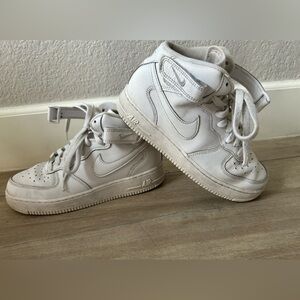 Nike Air Force One White Sneakers- youth 6